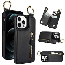 Custodia per telefono con cerniera doppia fibbia per iPhone 12 Pro Max Litchi Texture (nero)