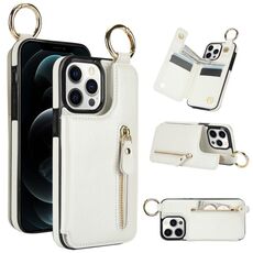 Custodia per telefono con cerniera doppia fibbia per iPhone 12 Pro Max Litchi Texture (bianca)