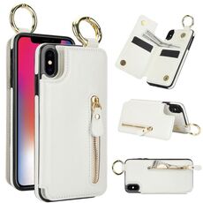 Custodia per telefono con cerniera doppia fibbia per iPhone XS Max Litchi Texture (bianca)