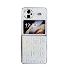 Custodia per cellulare in pelle geometrica con sfumatura di vernice perlescente per vivo X Flip (argento)