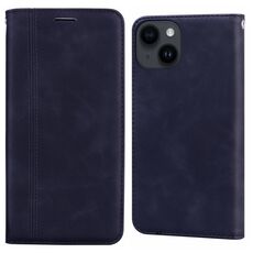 Custodia per telefono in PU con vibrazione orizzontale magnetica satinata per iPhone 15 (nera)