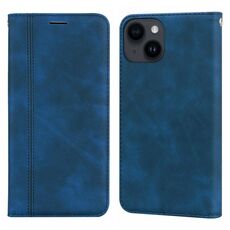 Custodia per telefono in PU con vibrazione orizzontale magnetica satinata per iPhone 15 Plus (blu)