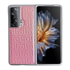 Custodia per telefono in pelle geometrica sfumata con vernice perlescente per Honor Magic Vs (rosa)