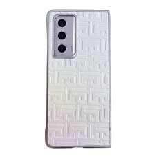Custodia per telefono in pelle geometrica sfumata con vernice perlescente per Honor Magic Vs2 (argento)