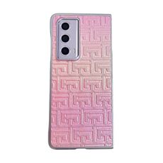 Custodia per telefono in pelle geometrica sfumata con vernice perlescente per Honor Magic Vs2 (rosa)