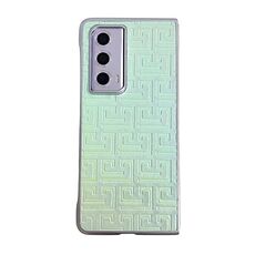 Custodia per telefono in pelle geometrica sfumata con vernice perlescente per Honor Magic Vs2 (verde)