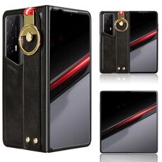Custodia per cellulare posteriore in pelle con cinturino Porsche Design per Honor Magic V2 RSR Porsche (nera)