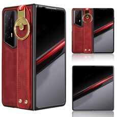Custodia per telefono posteriore in pelle con cinturino Porsche Design per Honor Magic V2 RSR Porsche (rossa)