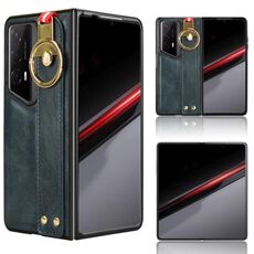 Custodia per cellulare posteriore in pelle con cinturino Porsche Design per Honor Magic V2 RSR Porsche (blu)