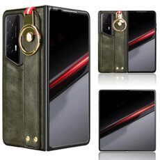 Custodia per telefono posteriore in pelle con cinturino Porsche Design per Honor Magic V2 RSR Porsche (verde)