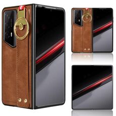 Custodia per cellulare posteriore in pelle con cinturino Porsche Design per Honor Magic V2 RSR Porsche (marrone)