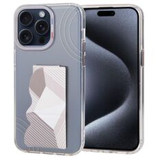 Custodia per telefono con supporto pieghevole serie TGVIS Art per iPhone 15 Pro Max (oro)