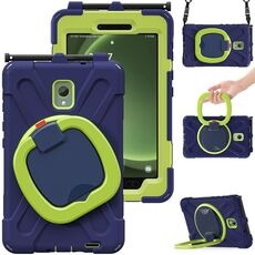 Per Samsung Galaxy Tab Active5 X300 Custodia tablet PC ibrida in silicone con supporto e tracolla (blu navy olivina)