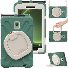 Per Samsung Galaxy Tab Active5 X300 Custodia tablet PC ibrida in silicone con supporto e tracolla (verde smeraldo)
