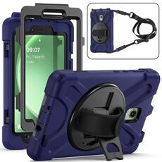 Custodia per tablet PC ibrida in silicone con impugnatura rotante per Samsung Galaxy Tab Active5 X300 con tracolla (blu navy)