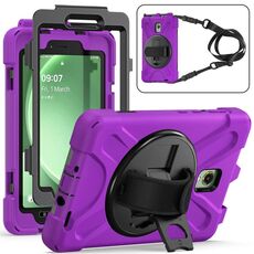 Custodia per tablet PC ibrida in silicone con impugnatura rotante per Samsung Galaxy Tab Active5 X300 con tracolla (viola)