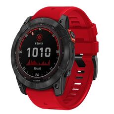 Per Garmin Fenix 7 Pro 22mm cinturino in silicone con fibbia in acciaio tinta unita a sgancio rapido (rosso)
