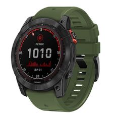 Per Garmin Fenix 7 Pro 22mm cinturino in silicone con fibbia in acciaio tinta unita a sgancio rapido (verde militare)