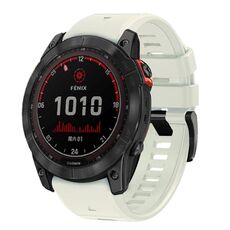 Per Garmin Fenix 7 Pro 22mm cinturino in silicone con fibbia in acciaio tinta unita a sgancio rapido (bianco crema)