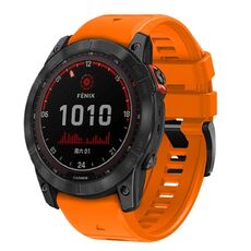 Per Garmin Fenix 7X 26mm cinturino in silicone con fibbia in acciaio tinta unita a sgancio rapido (arancione)