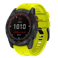 Per Garmin Fenix 7X 26mm cinturino in silicone con fibbia in acciaio tinta unita a sgancio rapido (verde lime)