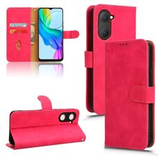 Per vivo Y03 4G Skin Feel custodia magnetica in pelle con vibrazione (rosa rossa)