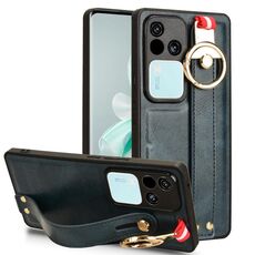 Custodia posteriore in pelle con cinturino per vivo S18 Pro 5G / V30 Pro 5G (blu)