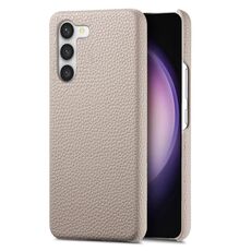 Custodia posteriore in pelle per Samsung Galaxy S23+ 5G Litchi Oil Edge (cachi)