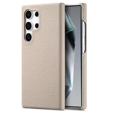 Custodia posteriore in pelle per Samsung Galaxy S24 Ultra 5G Litchi Oil Edge (cachi)