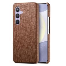 Per Samsung Galaxy S24+ 5G Custodia per cellulare con retro in pelle Litchi Oil Edge (marrone)