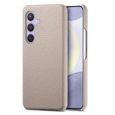 Custodia posteriore in pelle per Samsung Galaxy S24+ 5G Litchi Oil Edge (cachi)