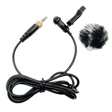Microfono lavalier a trasmissione wireless con spina filettata interna diritta da 3,5 mm, lunghezza: 1,5 m (copertura antivento in pelliccia di coniglio)