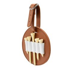 Borsa portaoggetti tascabile con inserto per punte da golf in pelle da appendere alla vita all'aperto, specifiche: marrone fronte-retro