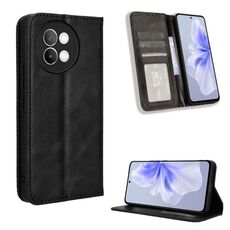 Custodia per telefono in pelle con texture retrò con fibbia magnetica per vivo S18e 5G (nera)