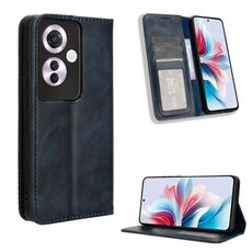 Per OPPO Reno11 F 5G / F25 Pro 5G Custodia per telefono in pelle con fibbia magnetica con texture retrò (blu)