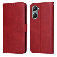 Custodia per telefono in pelle flip con texture classica in vitello per vivo Y03 4G (rossa)