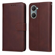 Custodia per telefono in pelle flip con texture classica in vitello per vivo Y03 4G (marrone)