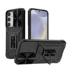 Custodia per telefono PC ibrida TPU Camshield Robot per Samsung Galaxy S24+ 5G (nera)