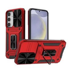 Custodia per telefono PC ibrida TPU Camshield Robot per Samsung Galaxy S24+ 5G (rossa)