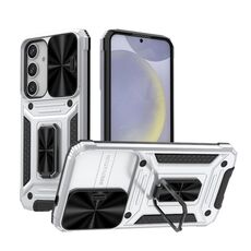 Per Samsung Galaxy S24+ 5G Camshield Robot Custodia per PC ibrida in TPU (Argento)