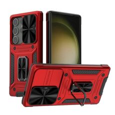 Custodia per telefono PC ibrida TPU Camshield Robot per Samsung Galaxy S24 Ultra 5G (rossa)