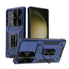 Custodia per telefono PC ibrida TPU Camshield Robot per Samsung Galaxy S24 Ultra 5G (blu)