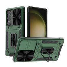 Custodia per telefono PC ibrida TPU Camshield Robot per Samsung Galaxy S24 Ultra 5G (verde)