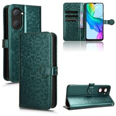 Custodia per telefono in pelle con texture a nido d'ape per vivo Y03 4G (verde)
