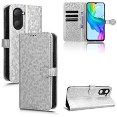 Custodia per cellulare in pelle con texture a nido d'ape per vivo Y03 4G (argento)