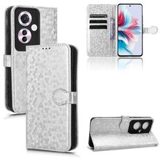 Per OPPO Reno 11 F 5G / F25 Pro Custodia per telefono in pelle con texture a nido d'ape (Argento)