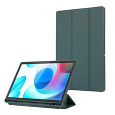 Per Samsung Galaxy Tab A9+ Custodia tablet in pelle TPU 3 pieghe in puro colore con slot per penna (verde scuro)