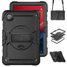 Per Lenovo Tab M11 /Xiaoxin Pad 2024 Custodia tablet PC ibrida in silicone con tracolla (nera)