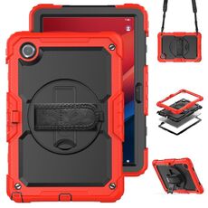 Custodia per tablet PC ibrida in silicone per Lenovo Tab M11 /Xiaoxin Pad 2024 con tracolla (rossa)