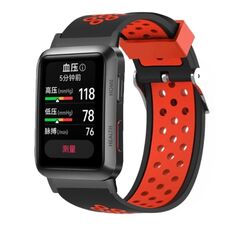 Per Huawei Watch D cinturino in silicone punzonato a due colori (nero rosso)
